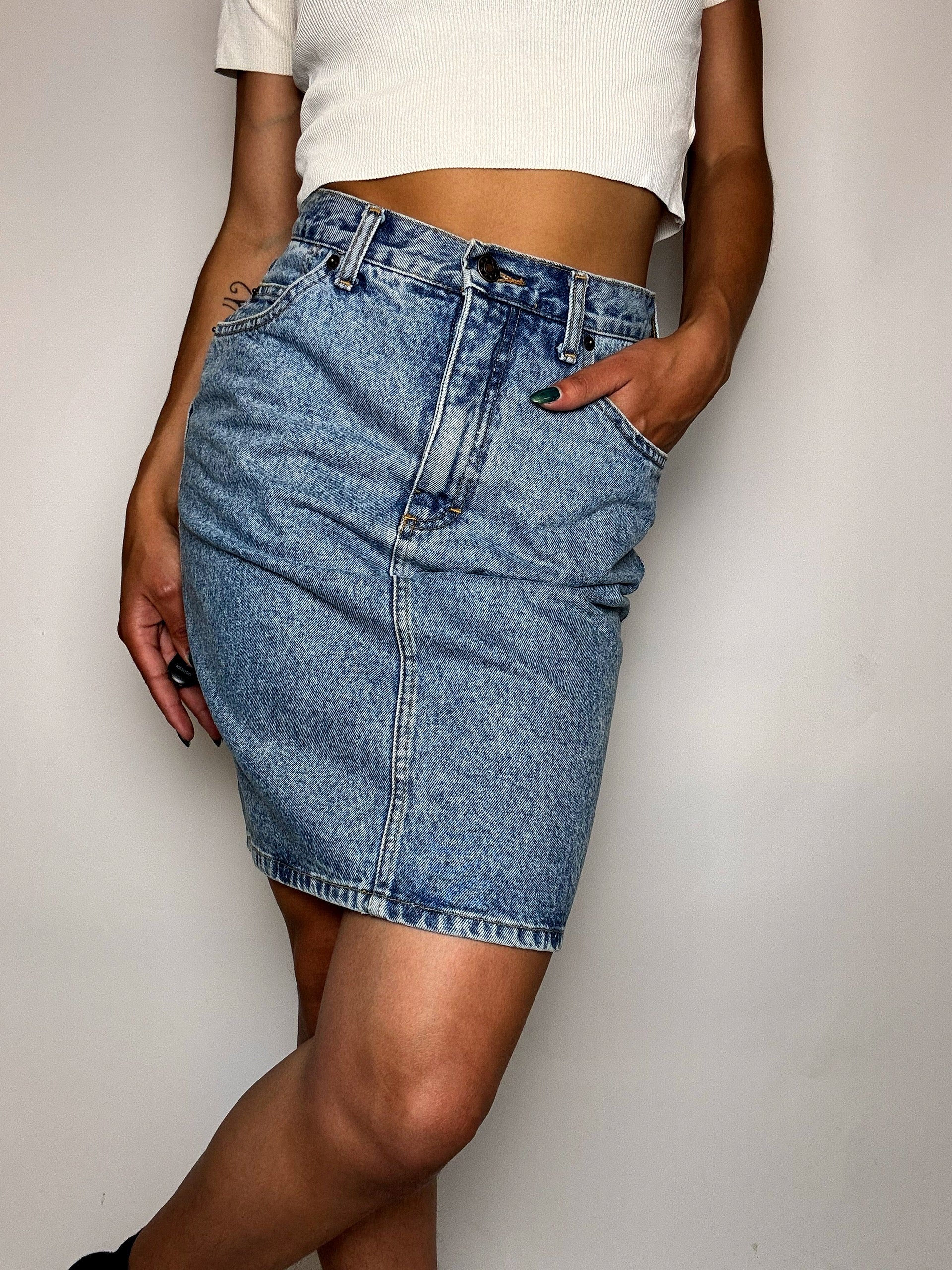 Jupe en jean midi M vintage