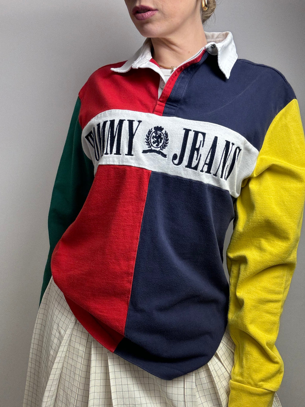 Vintage RALPH LAUREN red long-sleeved polo shirt M