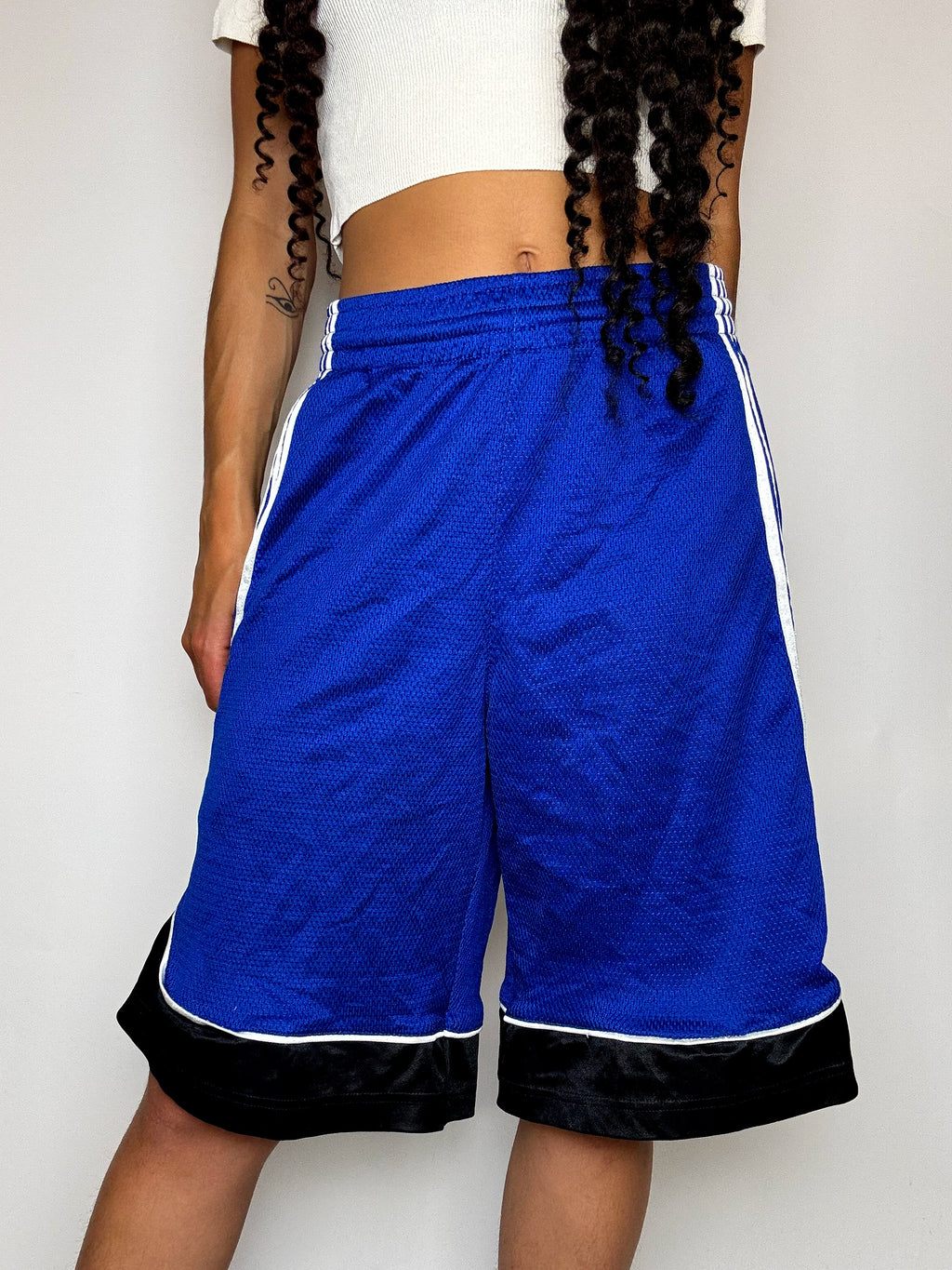 Vintage blaue Adidas S Basketballshorts