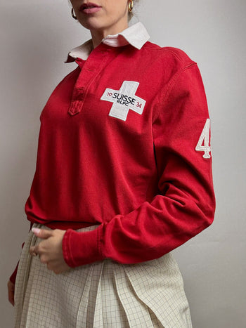 Vintage RALPH LAUREN red long-sleeved polo shirt M