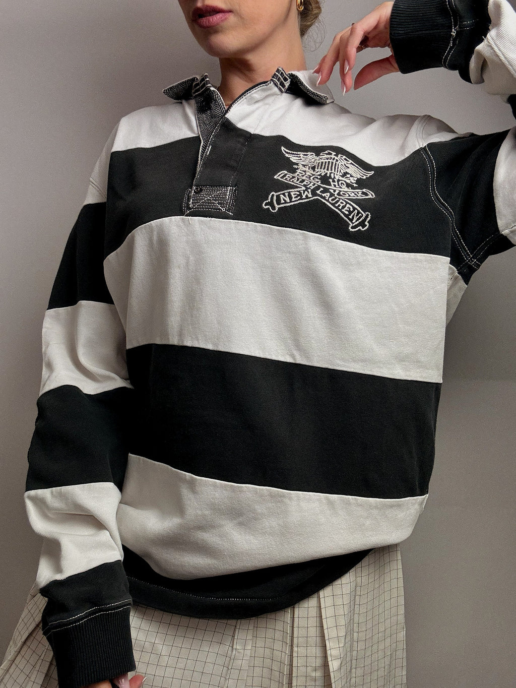 Polo manches longues rayé RALPH LAUREN XL vintage
