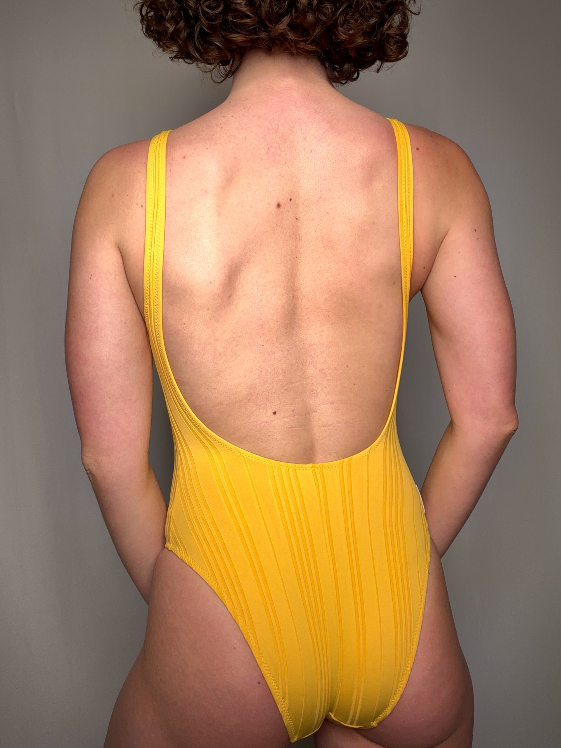 Maillot de bain cotelé jaune S/M vintage