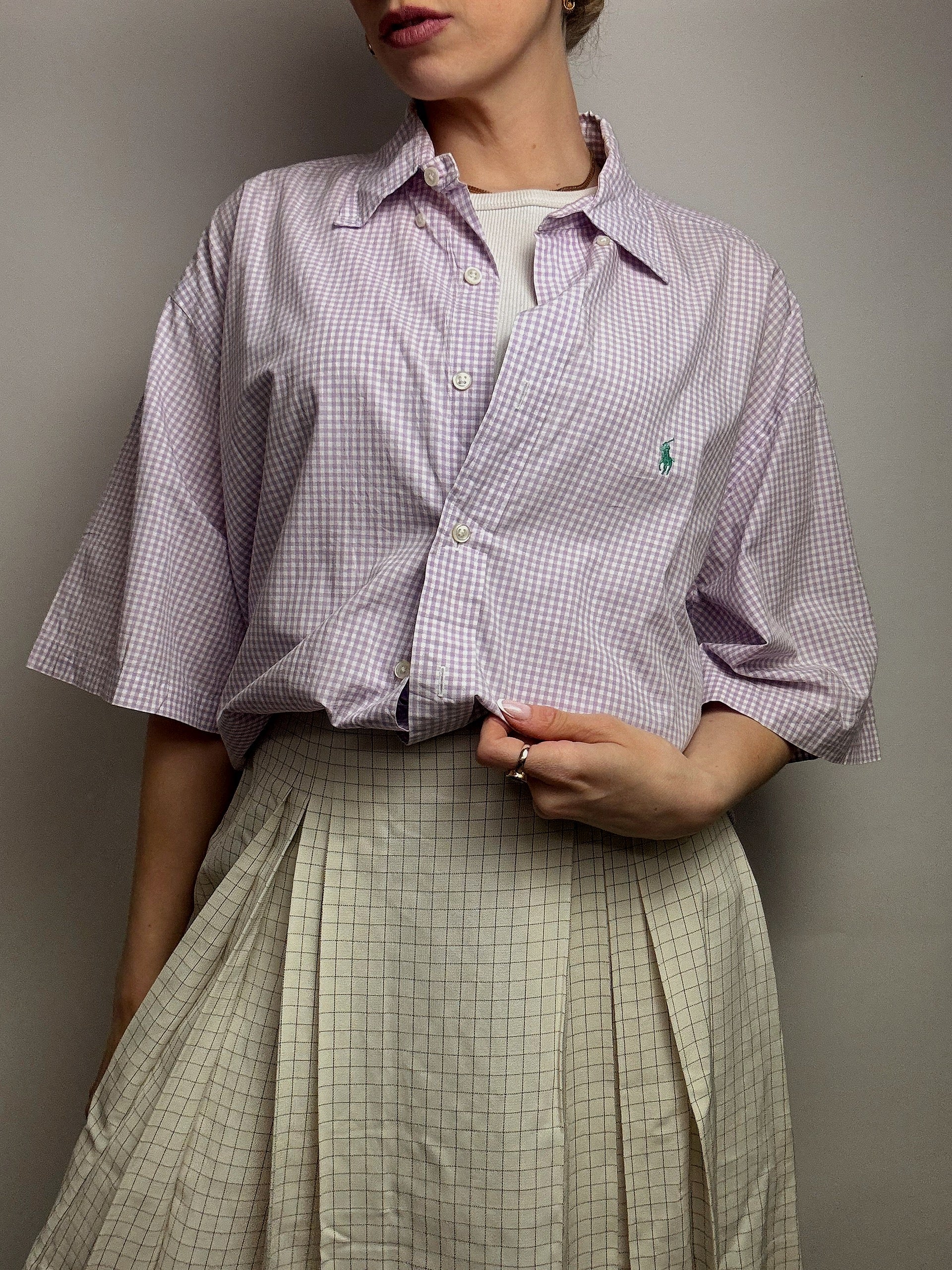 Chemise à carreaux lila RALPH LAUREN L vintage