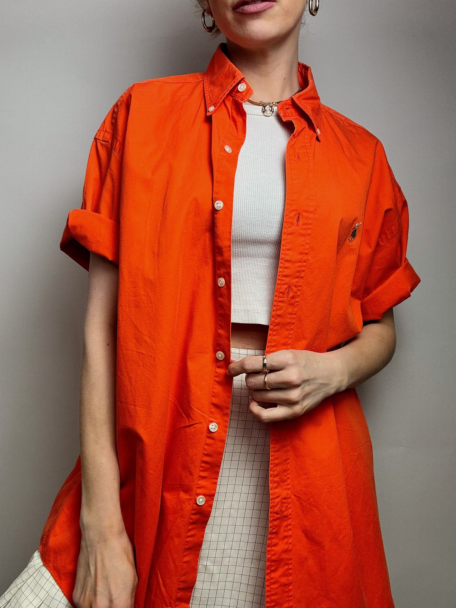 Chemise orange RALPH LAUREN L vintage