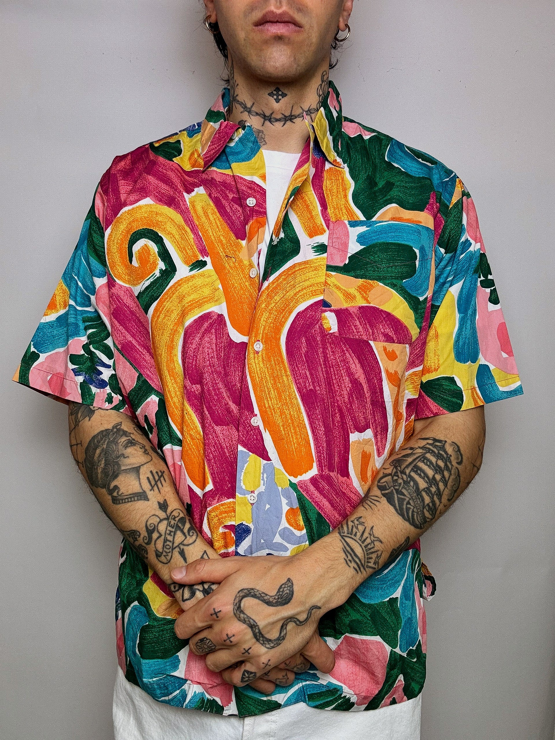 Chemise graphique colorée RALPH LAUREN L vintage