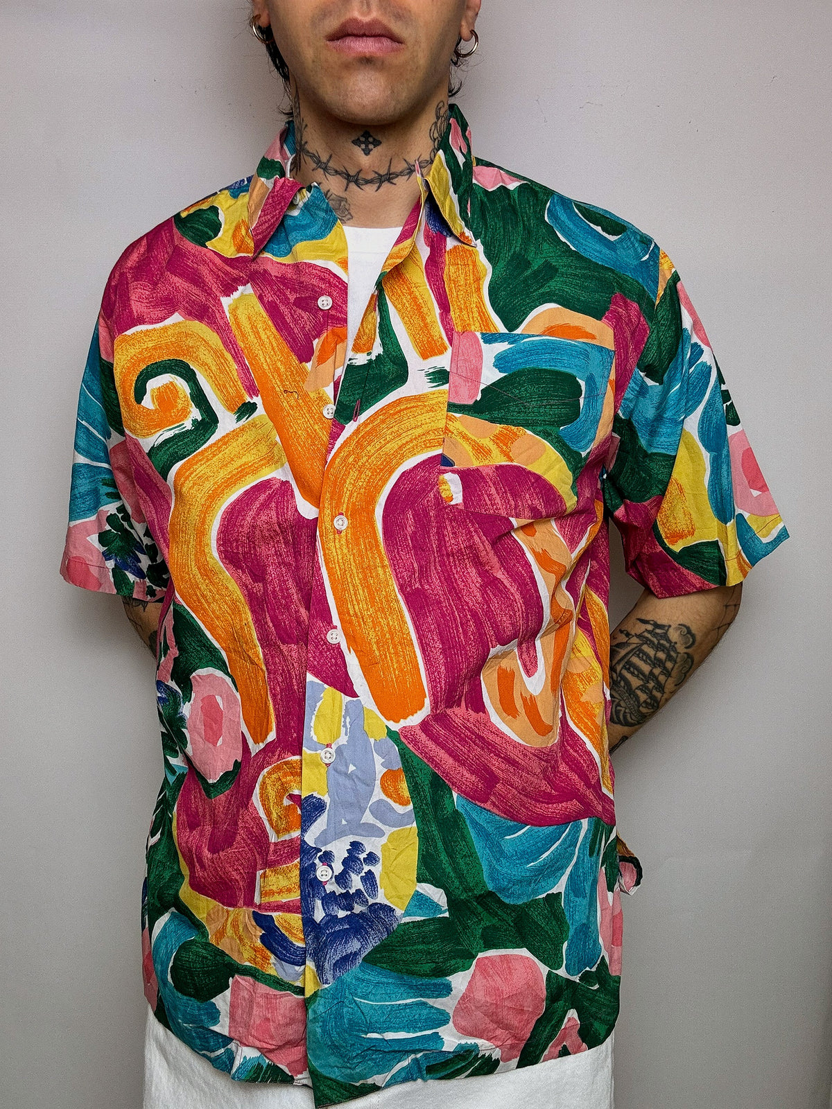 LACOSTE M/L vintage pastel striped shirt 