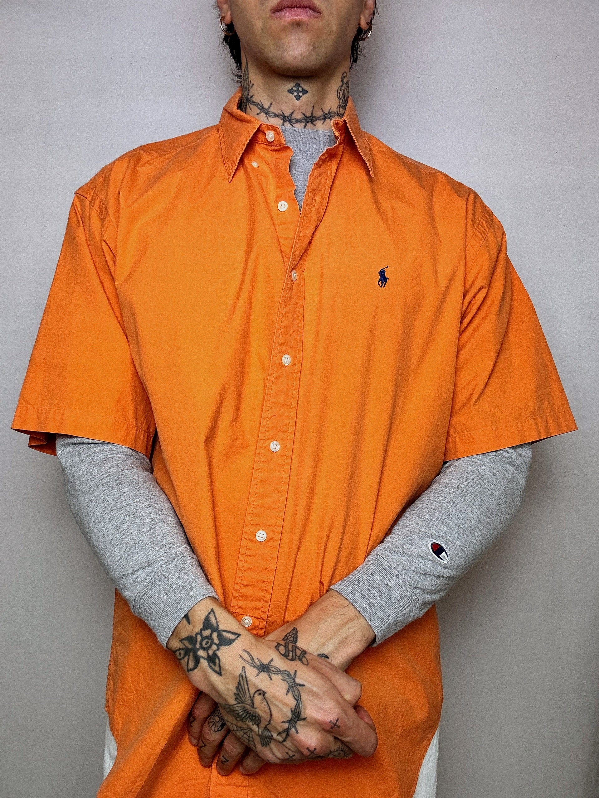 Chemise orange RALPH LAUREN L vintage