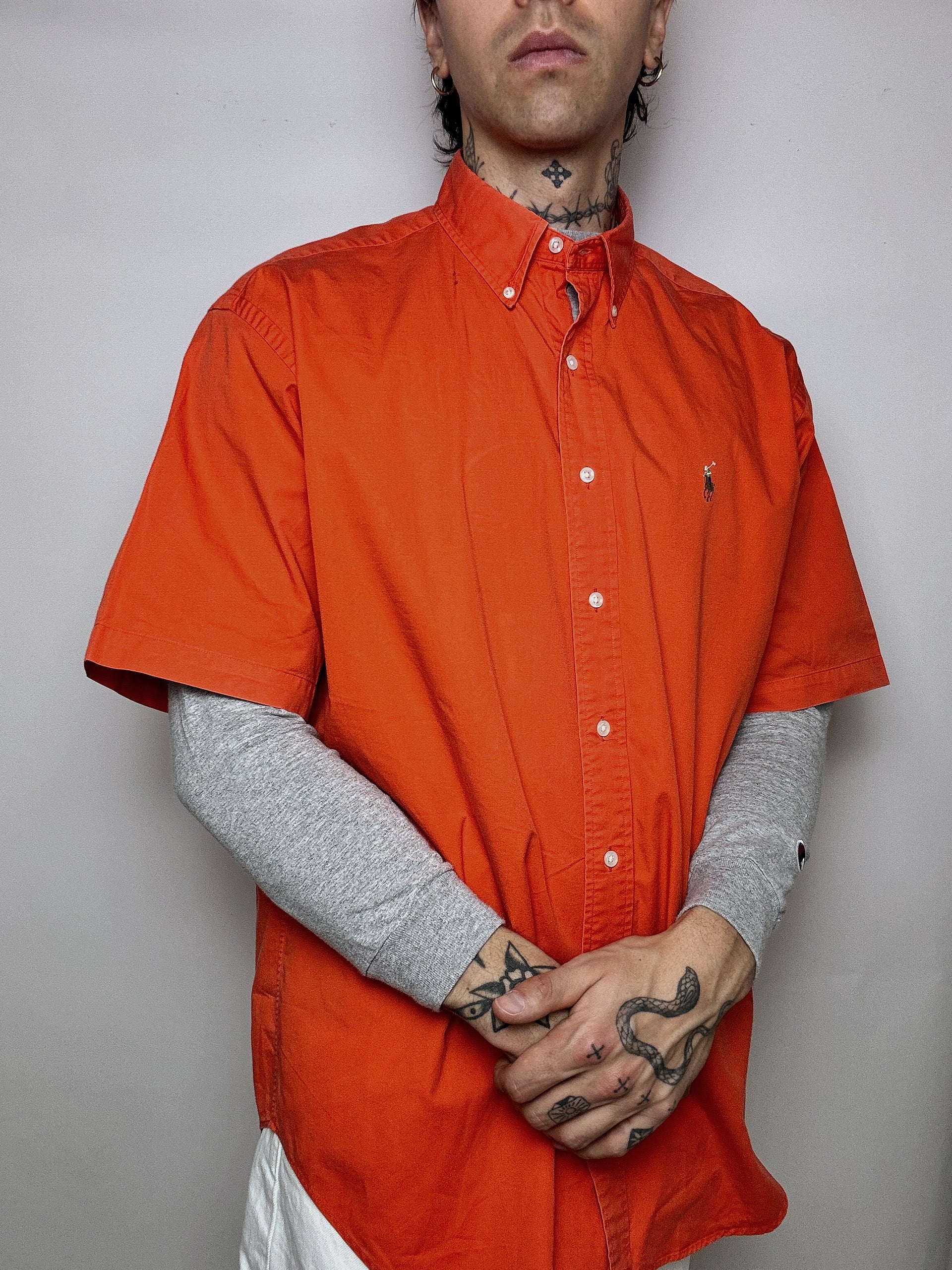 Chemise orange RALPH LAUREN L vintage