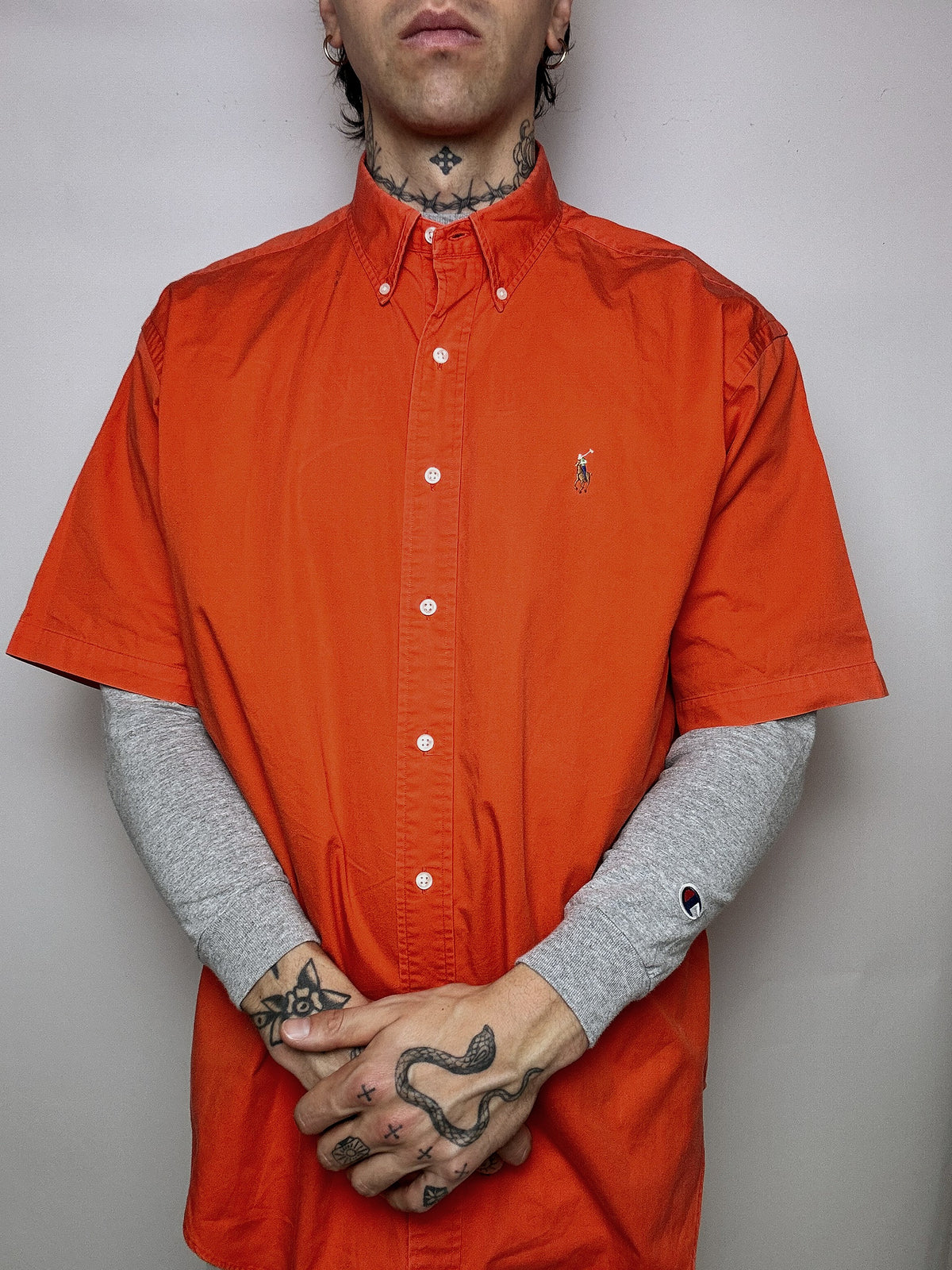 Chemise orange RALPH LAUREN L vintage