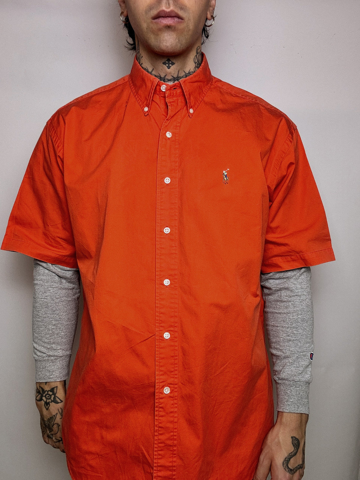 Chemise orange RALPH LAUREN L vintage
