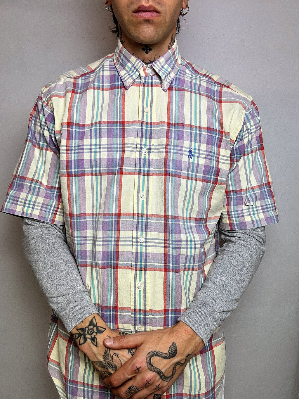 LACOSTE M/L Vintage Pastell gestreiftes Hemd 