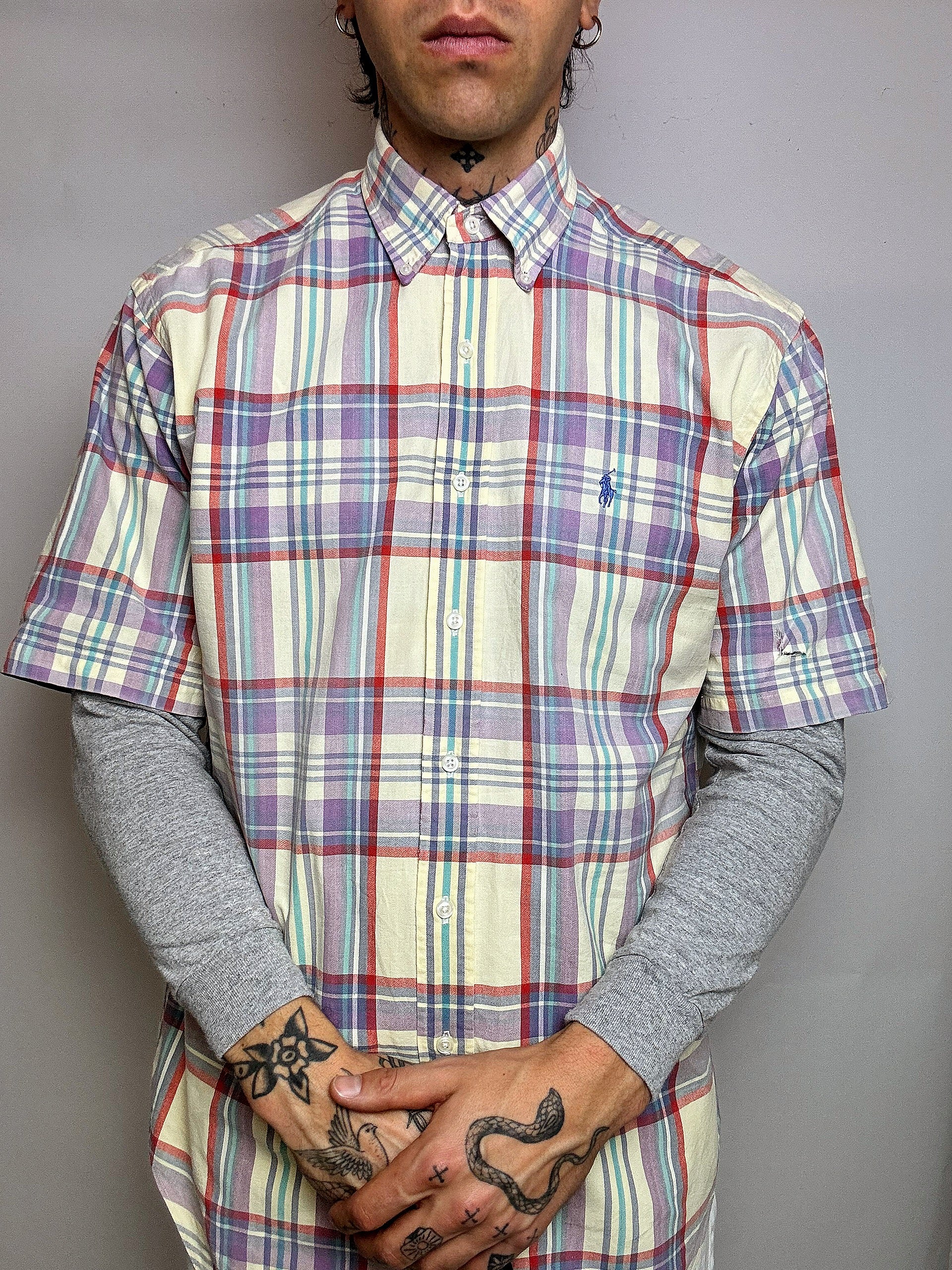 LACOSTE M/L Vintage Pastell gestreiftes Hemd 