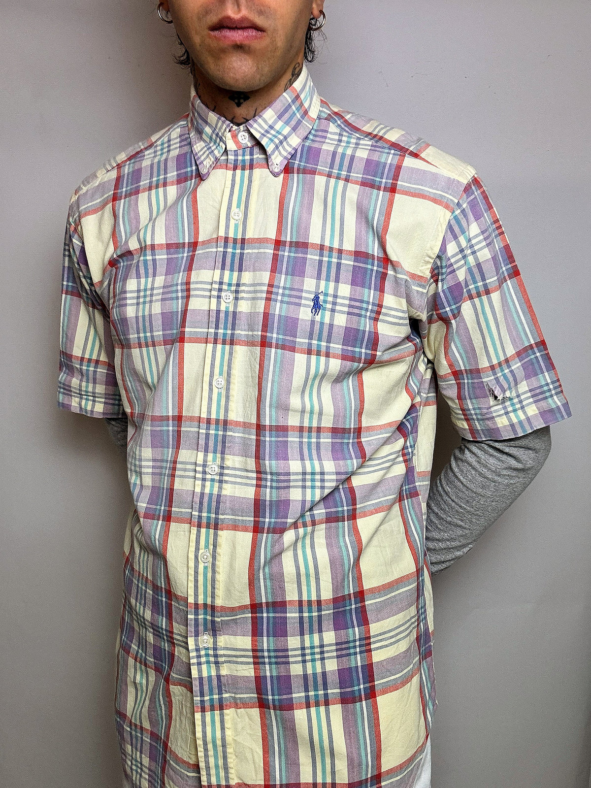 LACOSTE M/L Vintage Pastell gestreiftes Hemd 