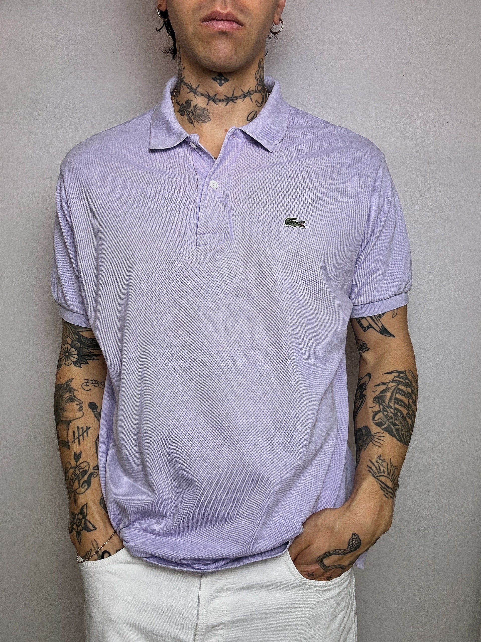 LACOSTE S Vintage lila Kurzarm-Poloshirt