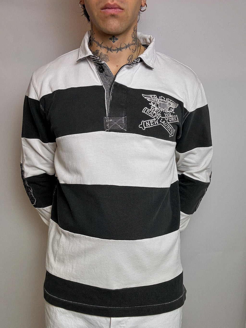 Polo manches longues rayé RALPH LAUREN XL vintage