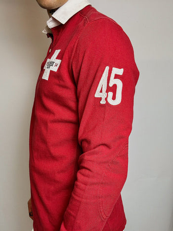 Vintage RALPH LAUREN red long-sleeved polo shirt M