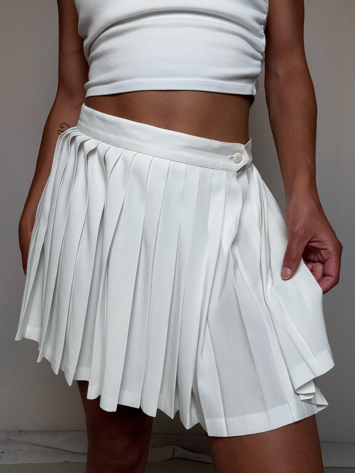 Jupette plissée blanche Lacoste L vintage