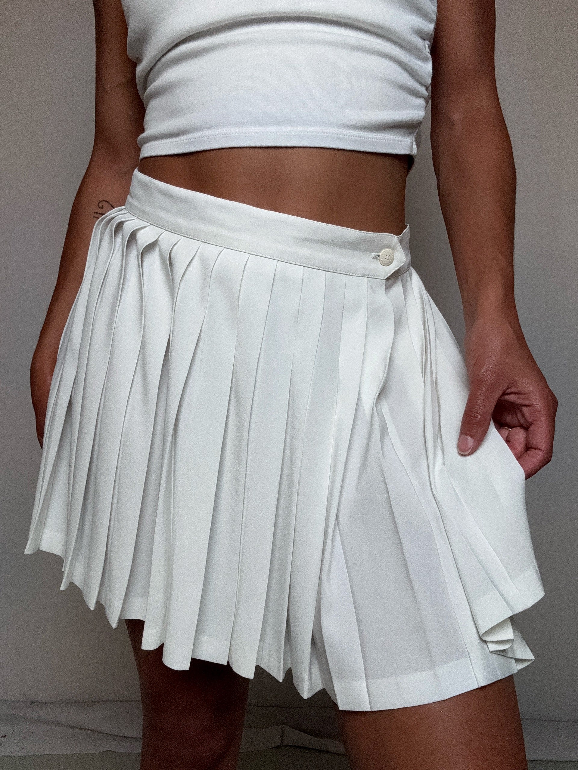 Jupette plissée blanche Lacoste L vintage
