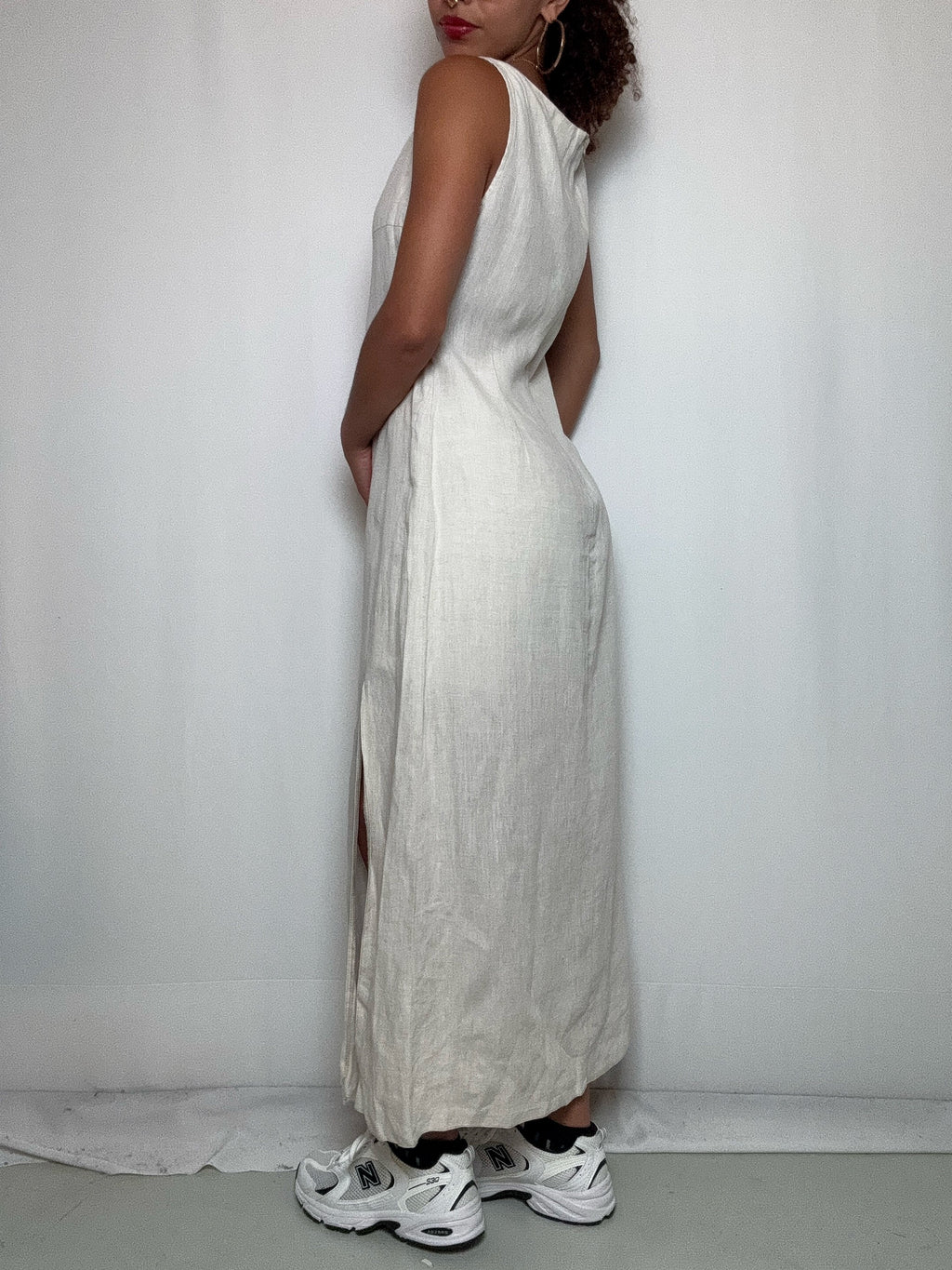 Robe en lin beige L vintage