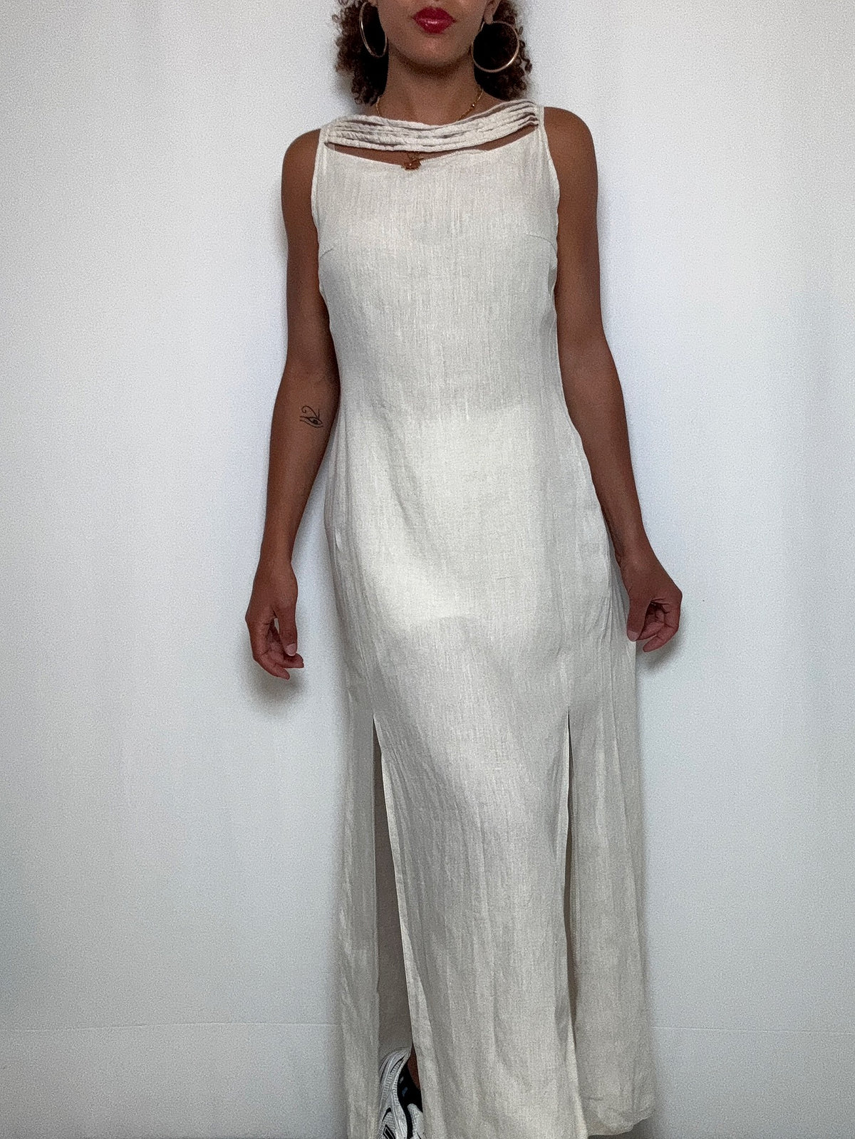 Robe en lin beige L vintage