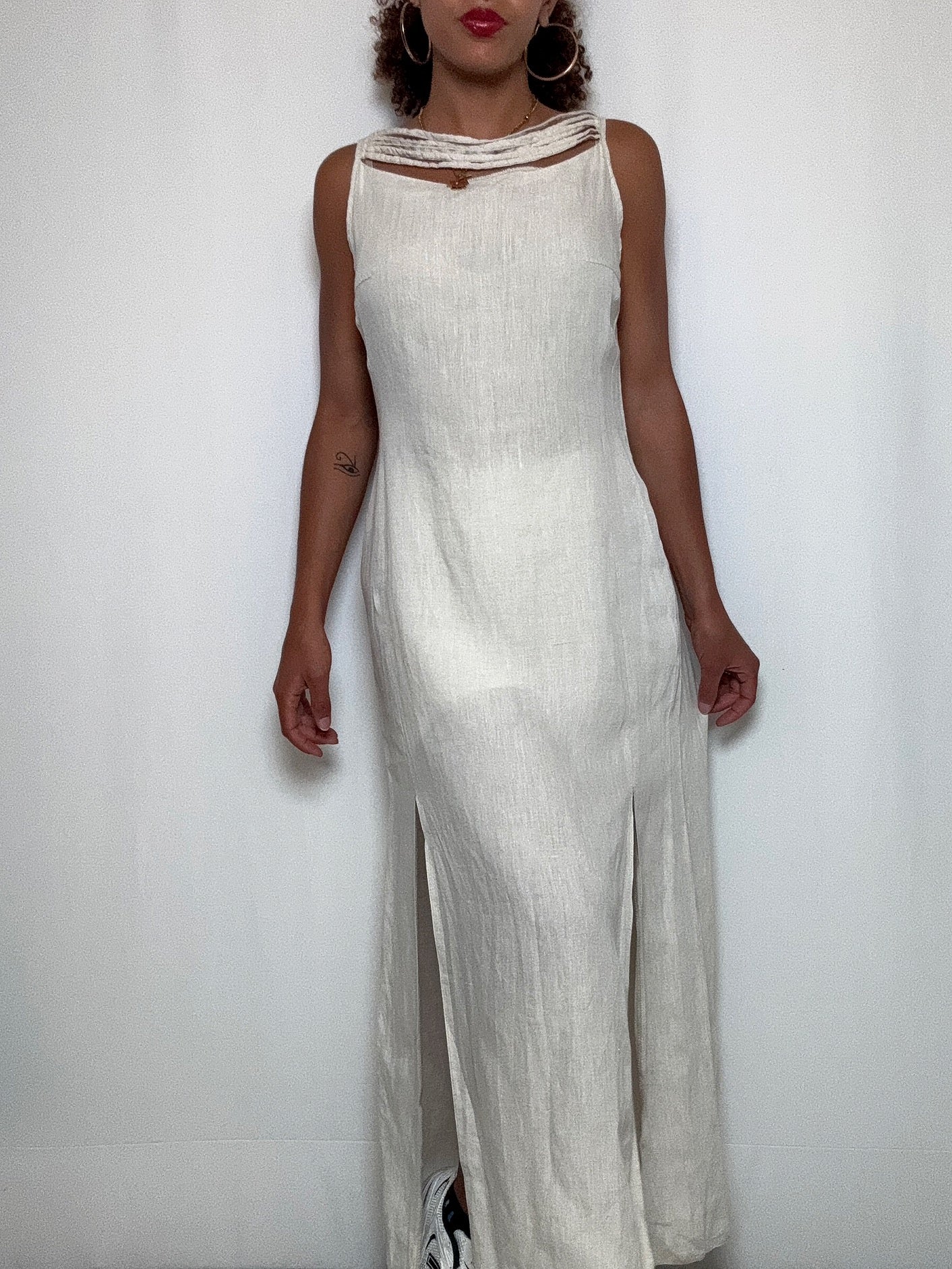 Robe en lin beige L vintage