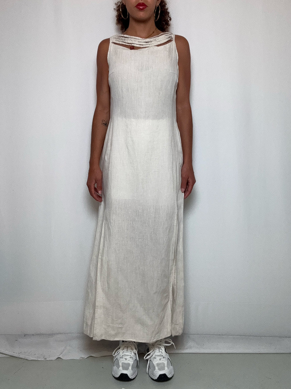 Robe en lin beige L vintage