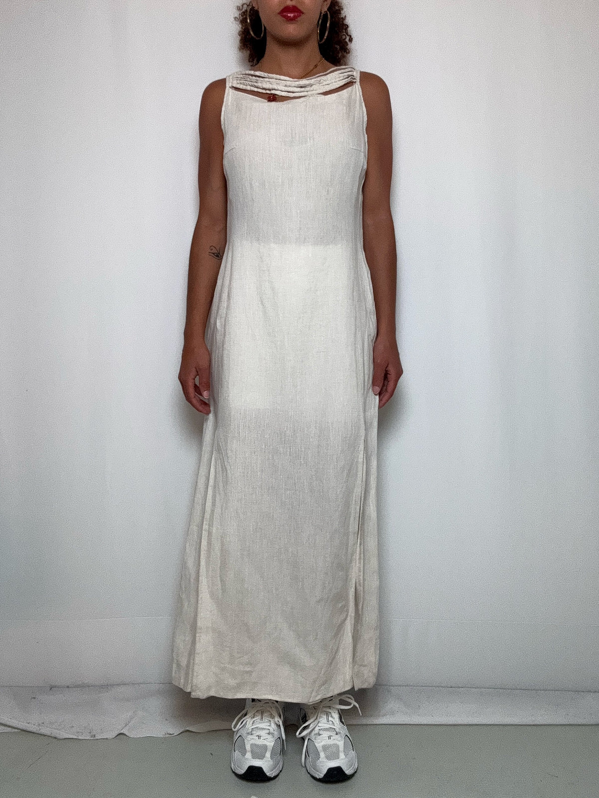 Robe en lin beige L vintage