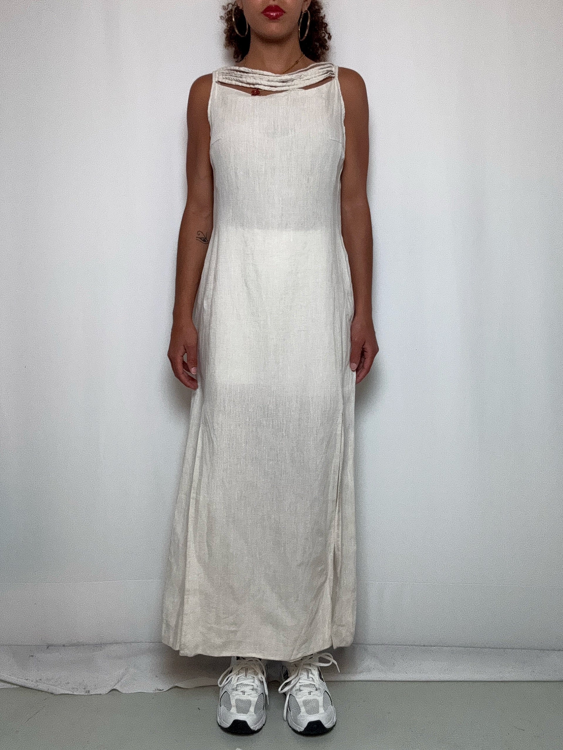 Robe en lin beige L vintage