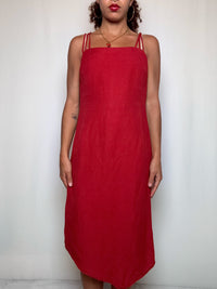 Robe en lin rouge L vintage