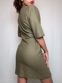 Robe en lin kaki S vintage