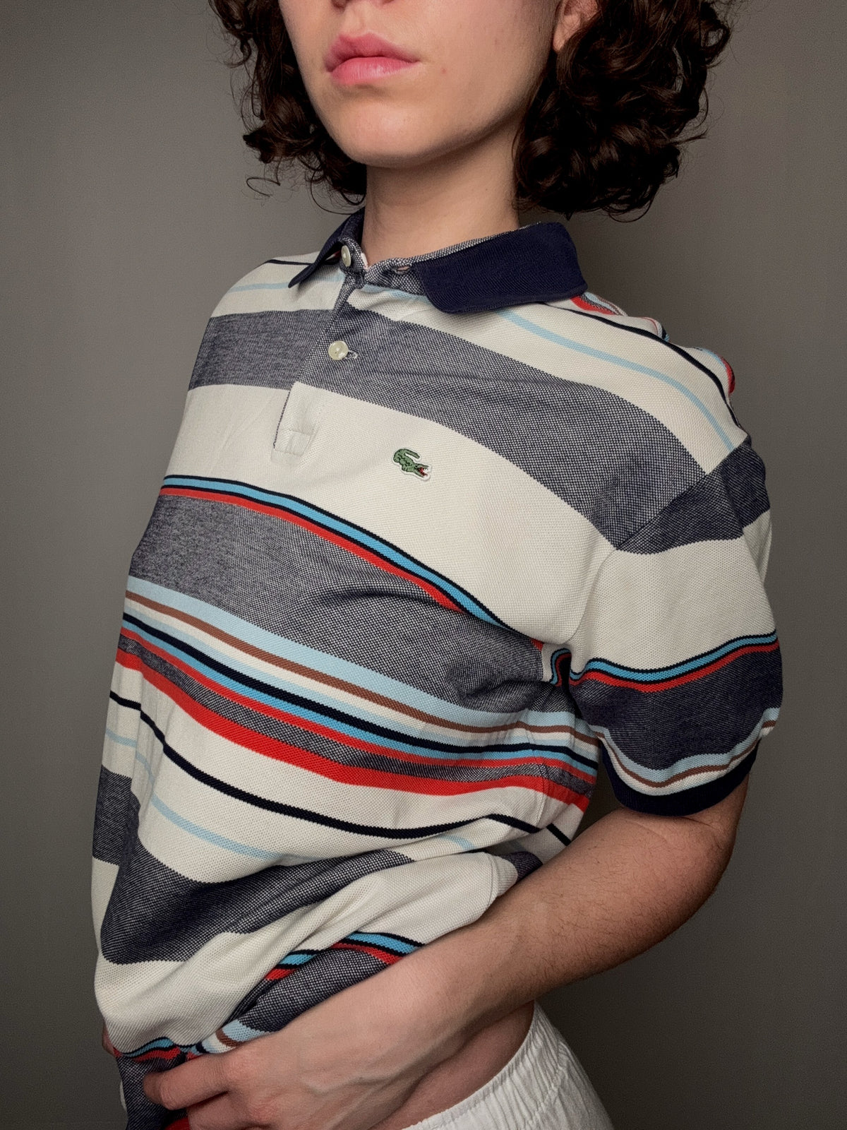 Polo rayé Lacoste L vintage