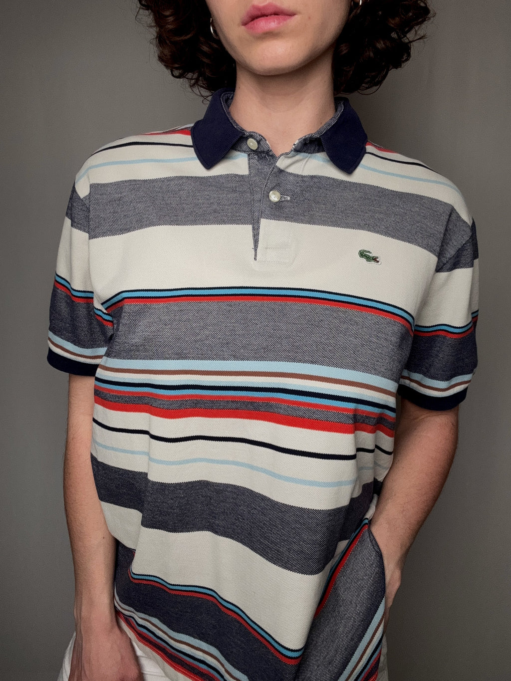 Polo rayé Lacoste L vintage