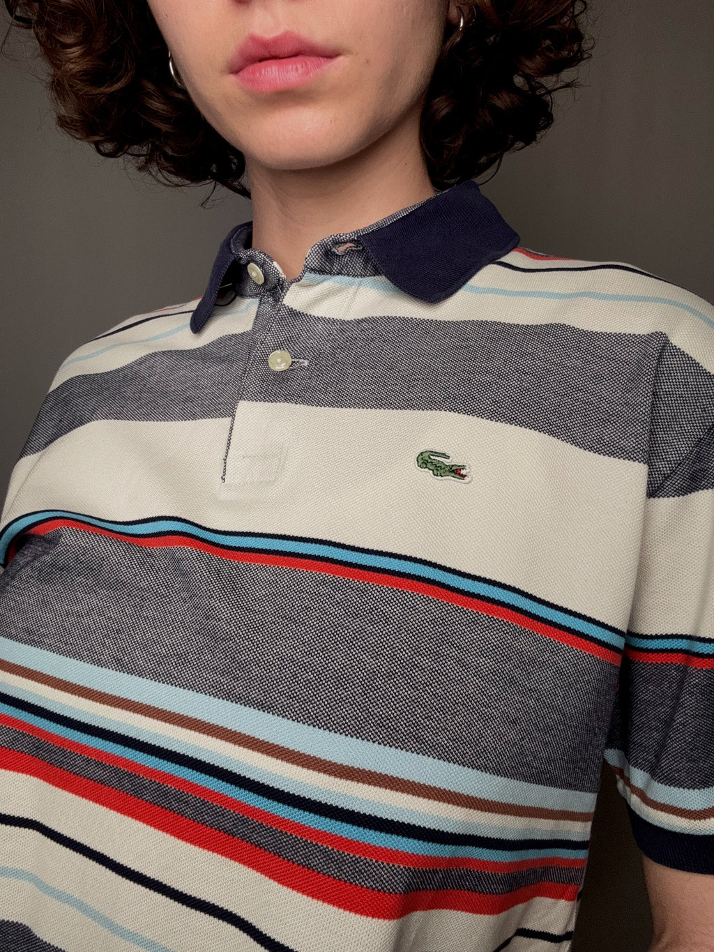 Polo rayé Lacoste L vintage