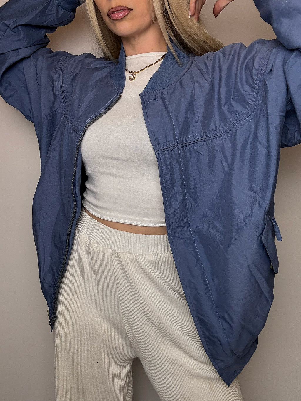 Blouson fluide bleu M vintage
