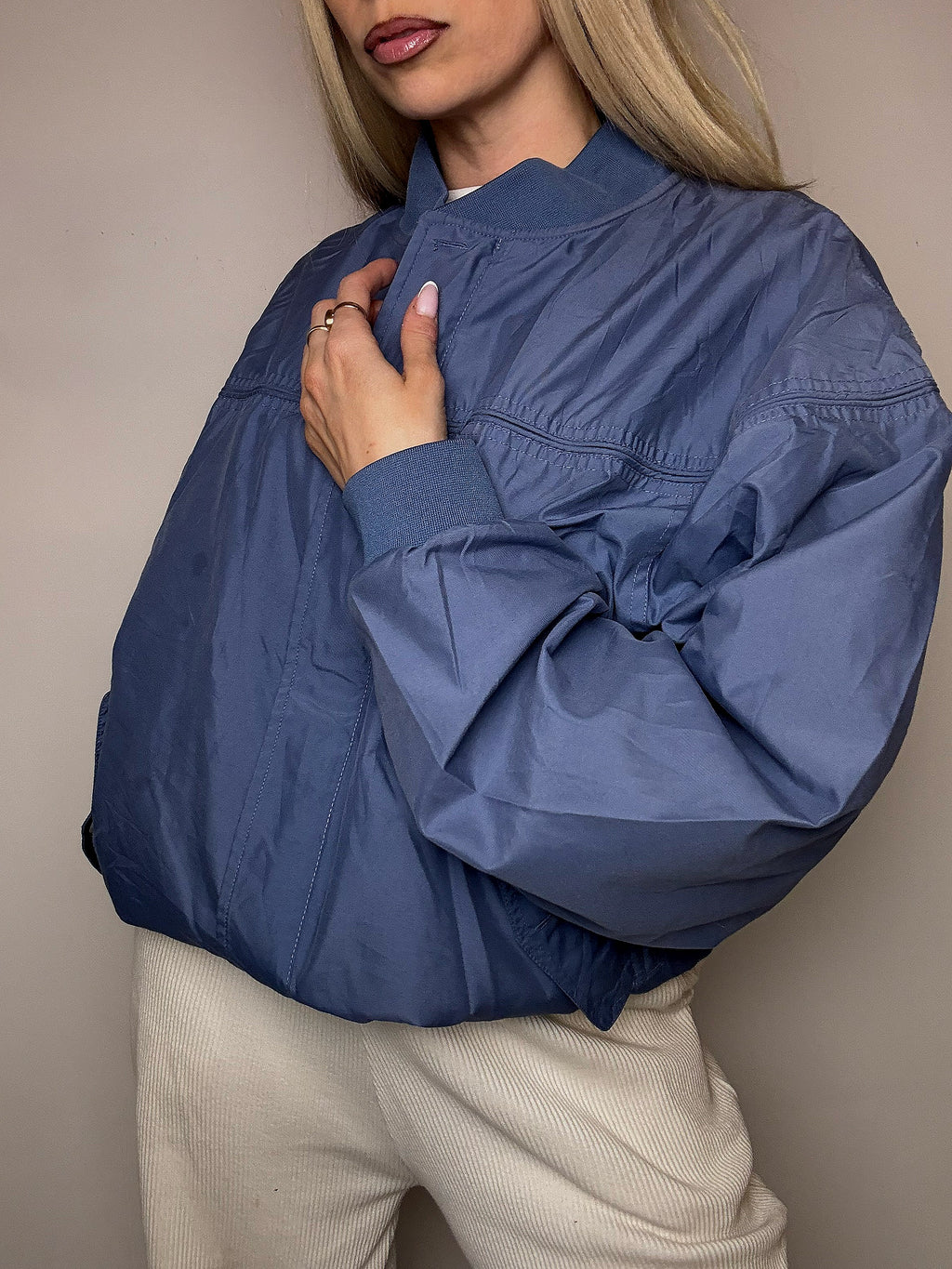 Blouson fluide bleu M vintage
