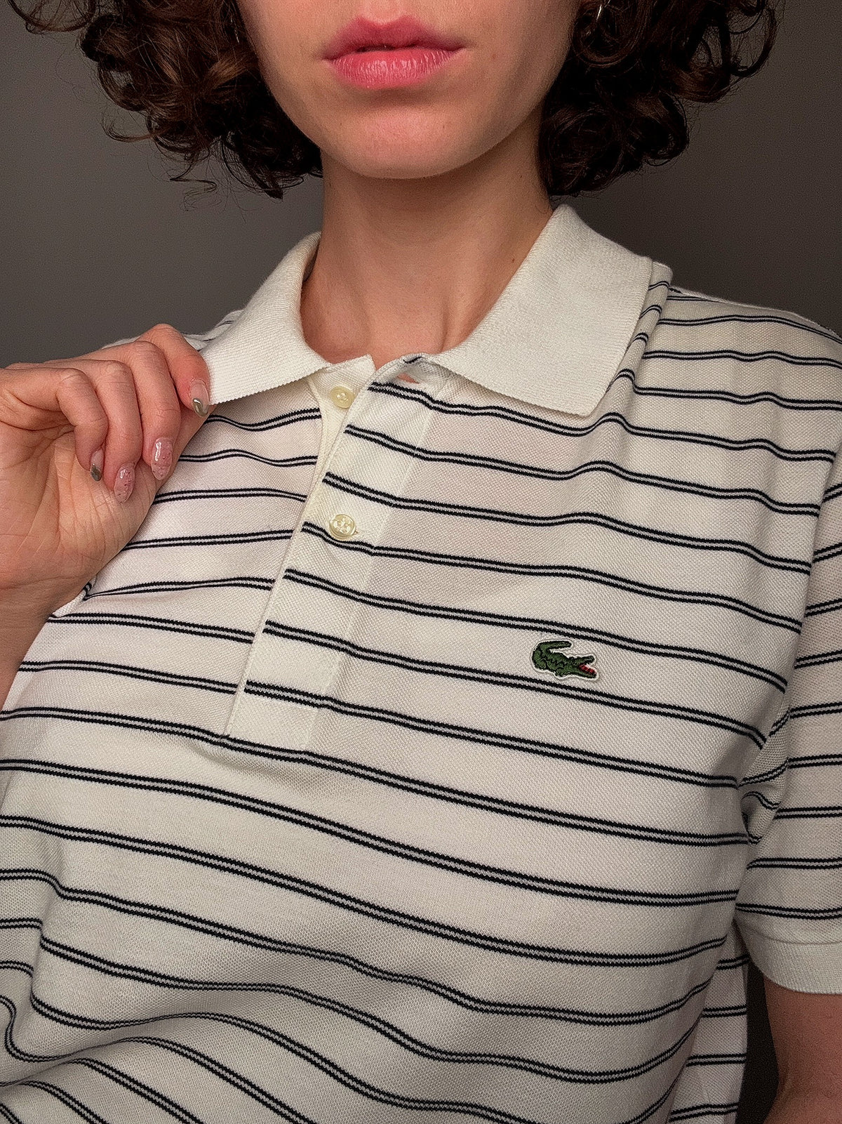 Polo rayé Lacoste L vintage