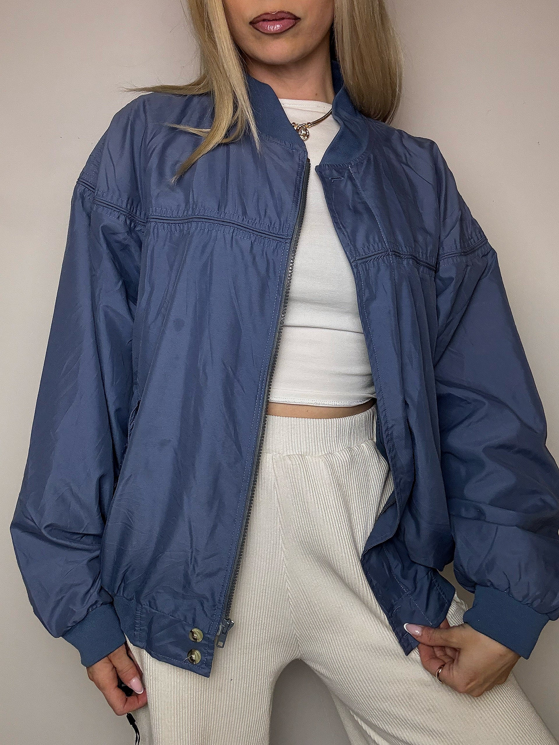 Blouson fluide bleu M vintage