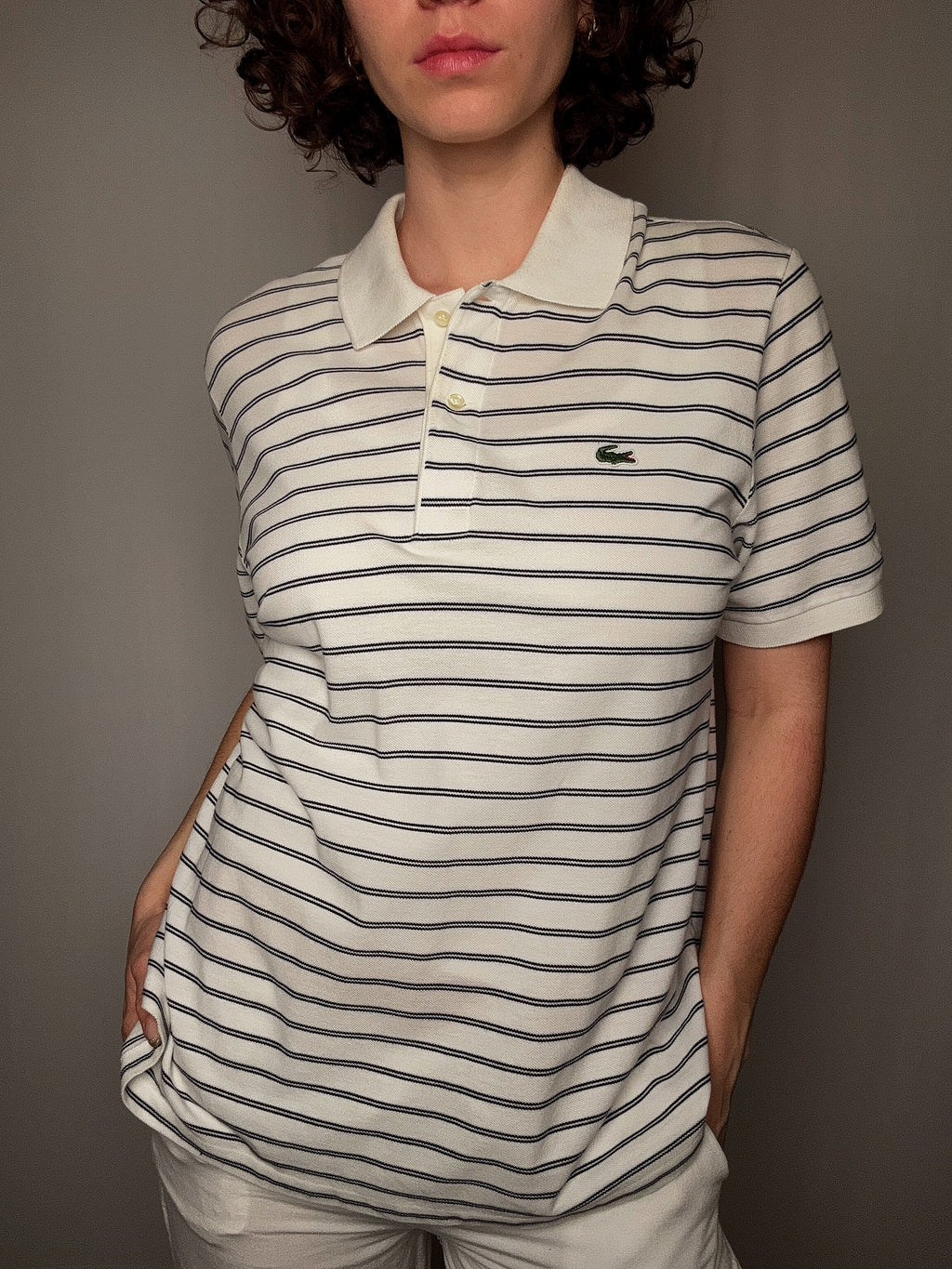 Polo rayé Lacoste L vintage