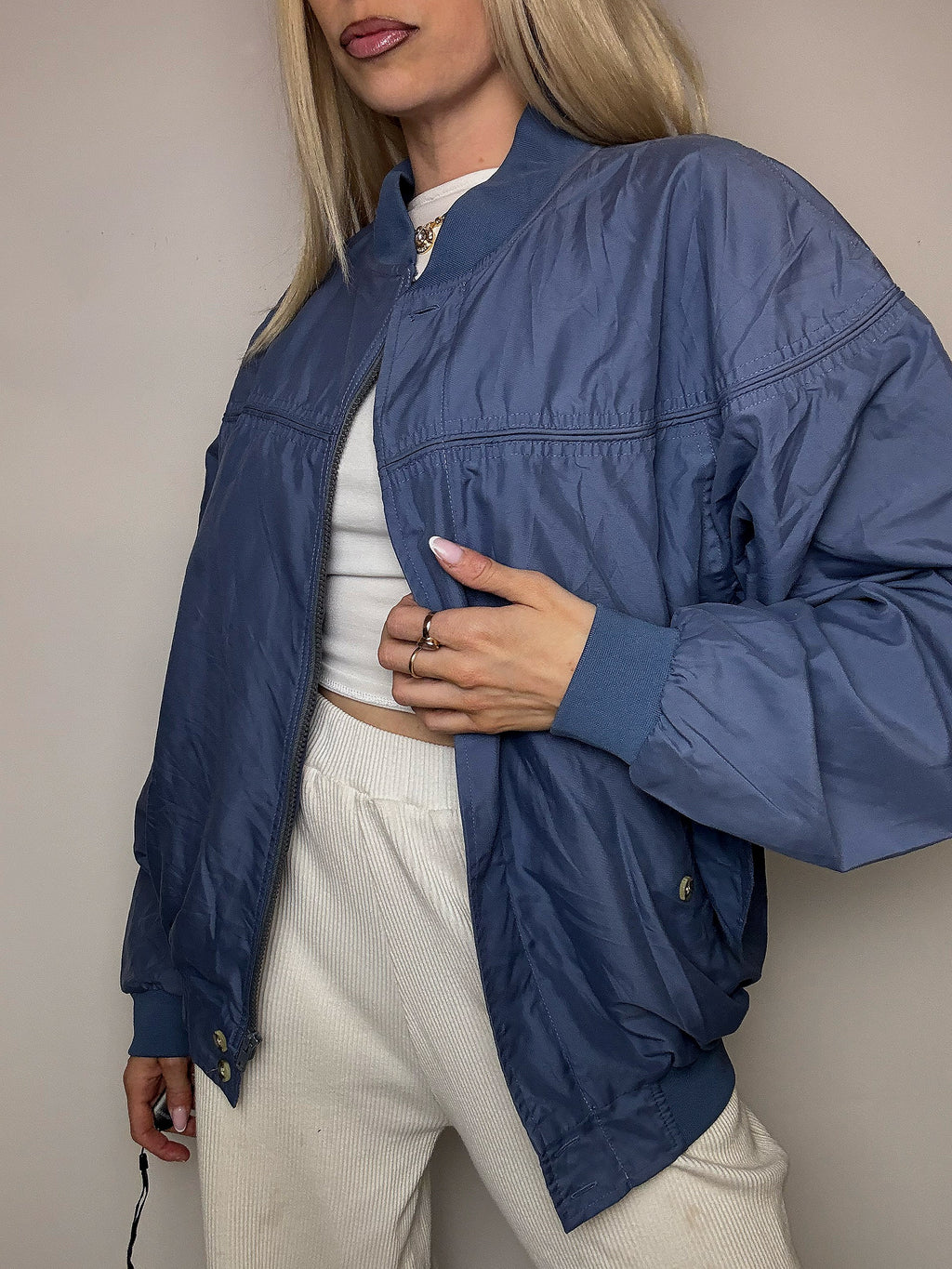 Blouson fluide bleu M vintage