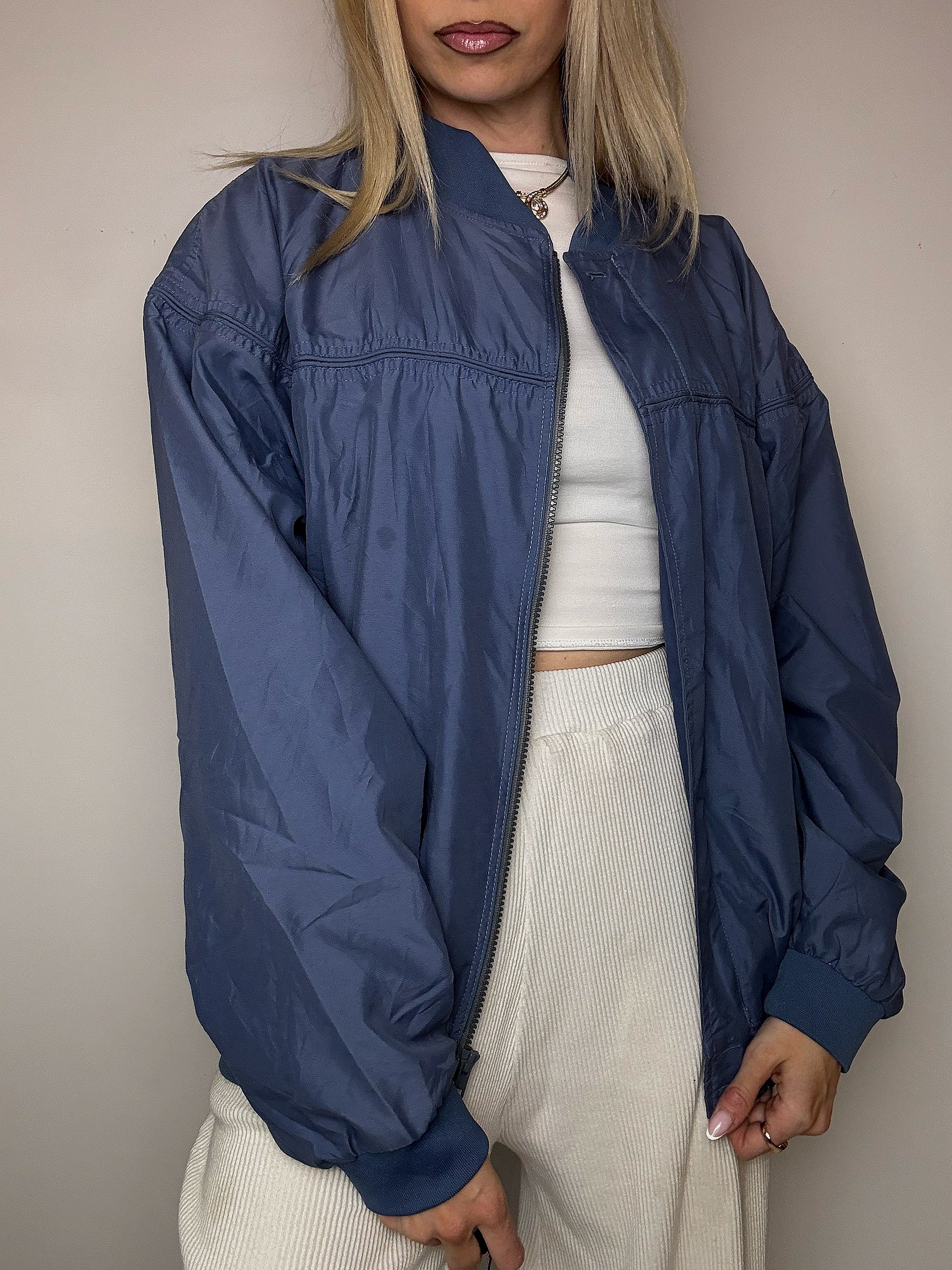 Blouson fluide bleu M vintage