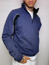 Sweat à zip bleu chiné CHAMPION XL vintage