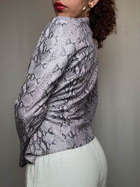 Veste cintrée en cuir python parme XS/S vintage