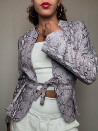 Veste cintrée en cuir python parme XS/S vintage