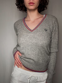 Pull ajusté gris fred perry L vintage