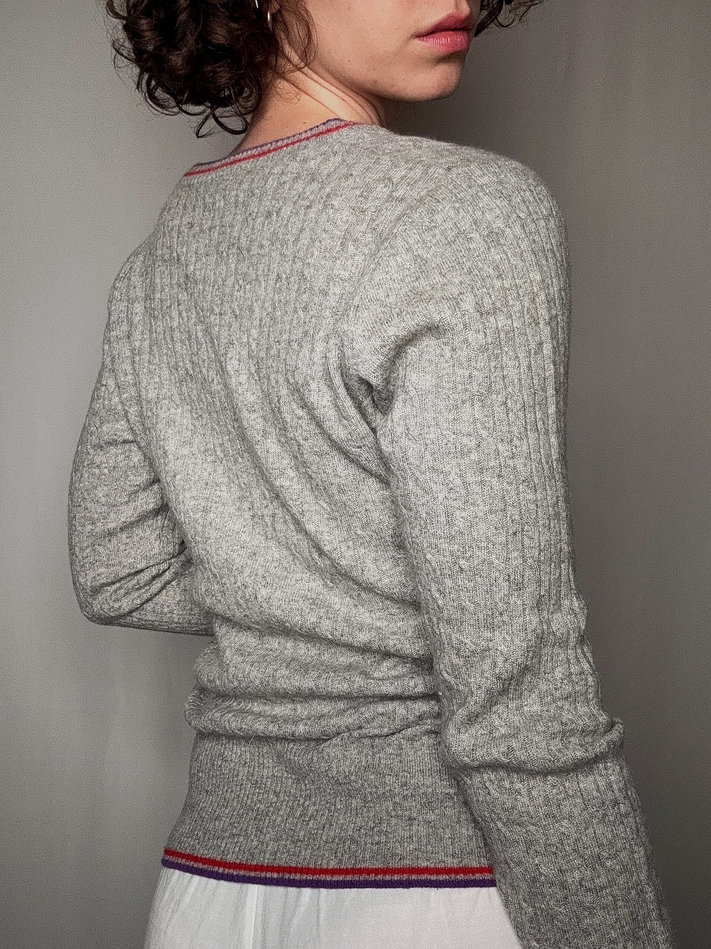 Pull ajusté gris fred perry L vintage