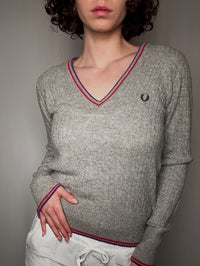 Pull ajusté gris fred perry L vintage