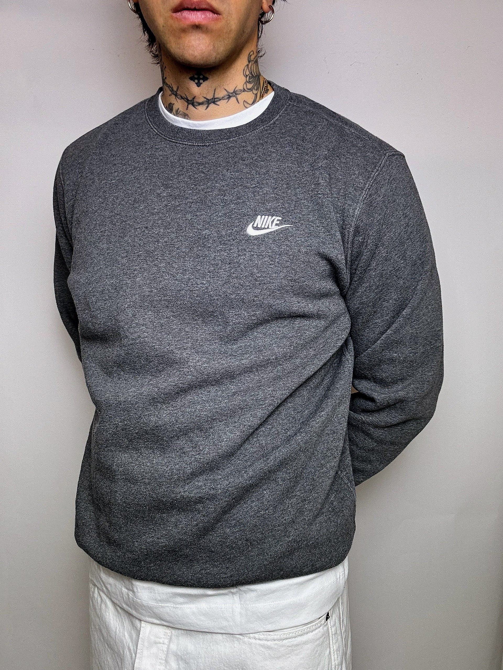 Sweat col rond gris ADIDAS L vintage