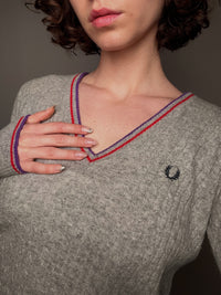 Pull ajusté gris fred perry L vintage