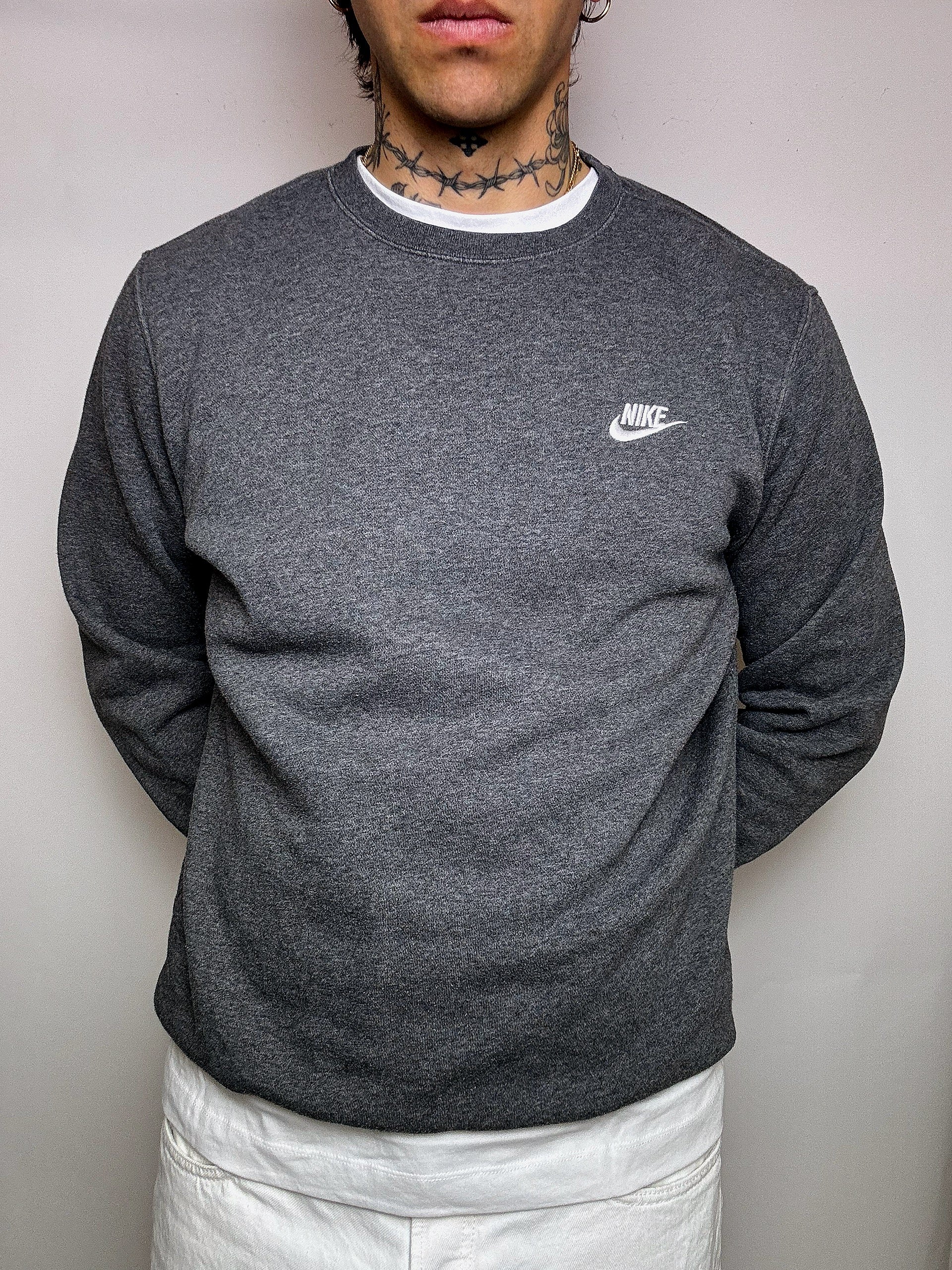 Sweat col rond gris ADIDAS L vintage