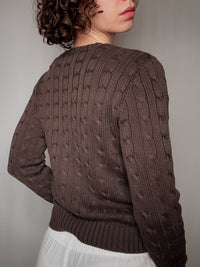 Brauner Zopfstrickpullover Ralph Lauren S Vintage